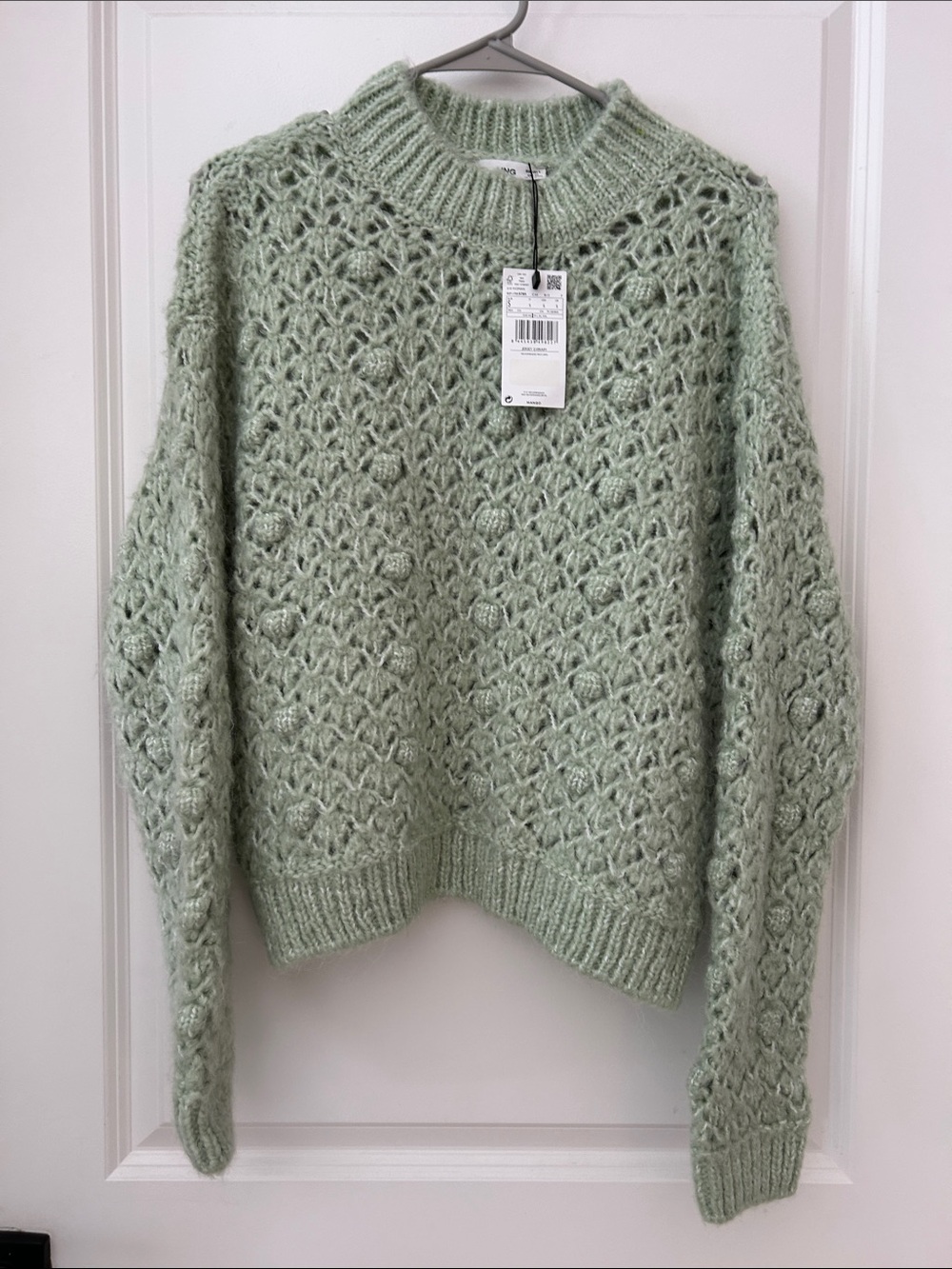 Mango Mint Green Openwork Oversized Sweater